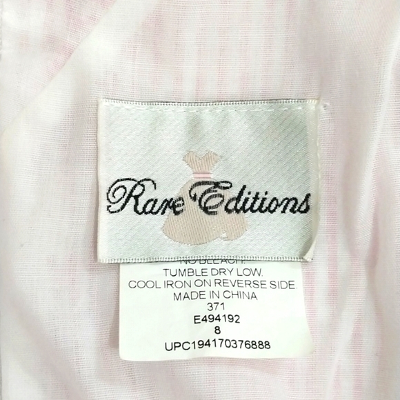 Rare Editions Dress Pink Striped w Metallic Threads Hi Lo Sz 8 - Picture 8 of 8